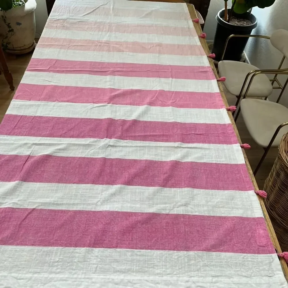 2 GAP Home Organic Cotton Pink Ombre Striped Window Curtain Panels 48x95
